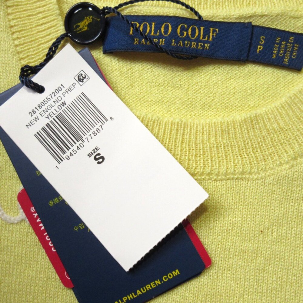 NWT Polo Ralph Lauren Golf Pullover in Yellow Argyle Cashmere-Blend Sweater S - Picture 7 of 9